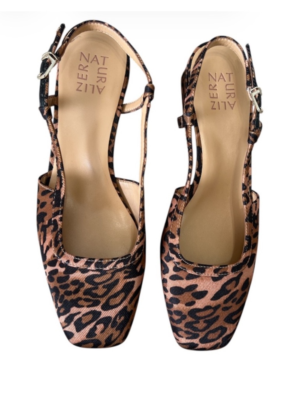 Naturalizer Harper Leopard Print Slingback Pumps Square Toe Block Heel - Picture 3 of 10
